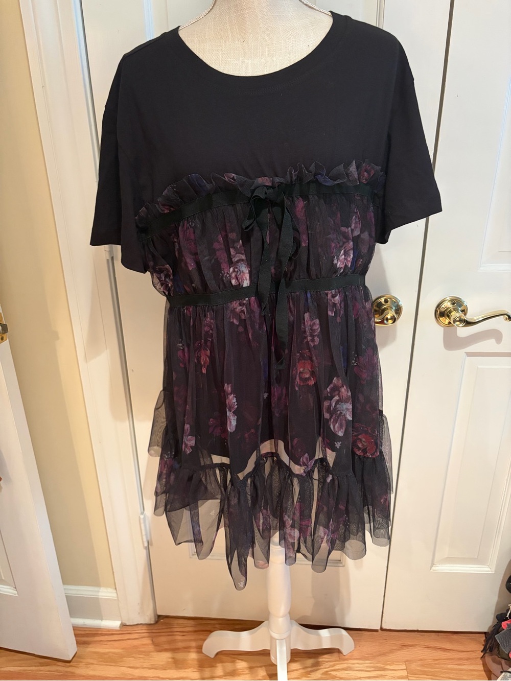 Anthropologie Black Tunic with Decorative Trim. NWT. Size XL